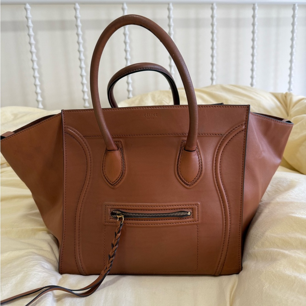 Celine Tan Leather Tote Bag